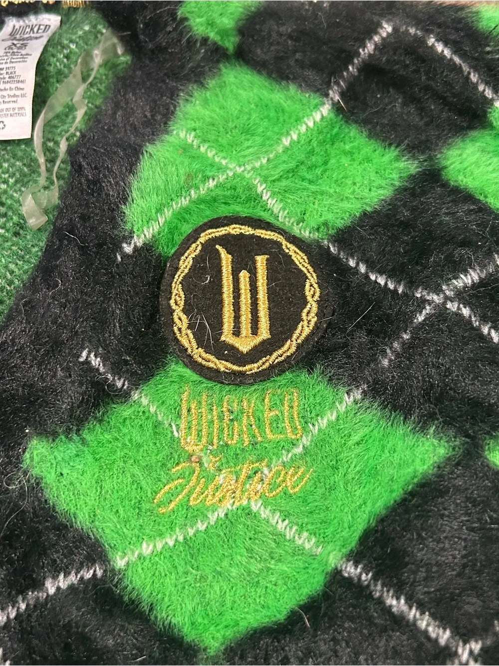 Wicked X Justice Cardigan Sweater Elphaba Green Fuzzy Size XS 5/6